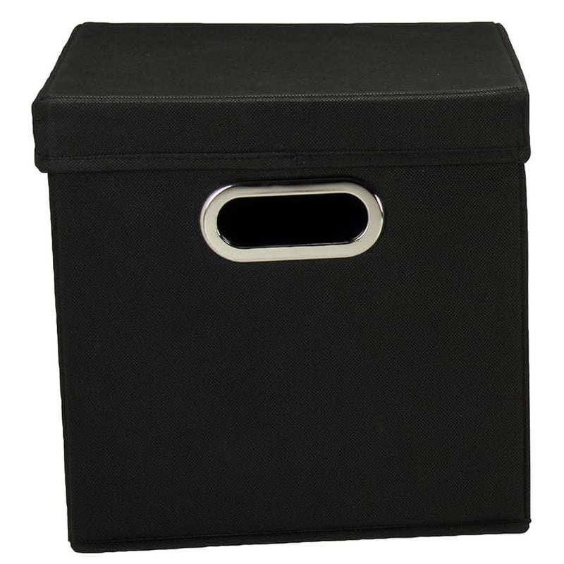 Household Essentials مجموعة مكعبات تخزين زخرفية 34-1 مع أغطية قابلة للإزالة | أسود | عبوة من 2 - Image 4